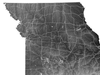 Missouri state map print with natural landscape and main roads designed by Maps As Art.