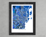 Mobile, Alabama map art print in blue shapes designed by Maps As Art.