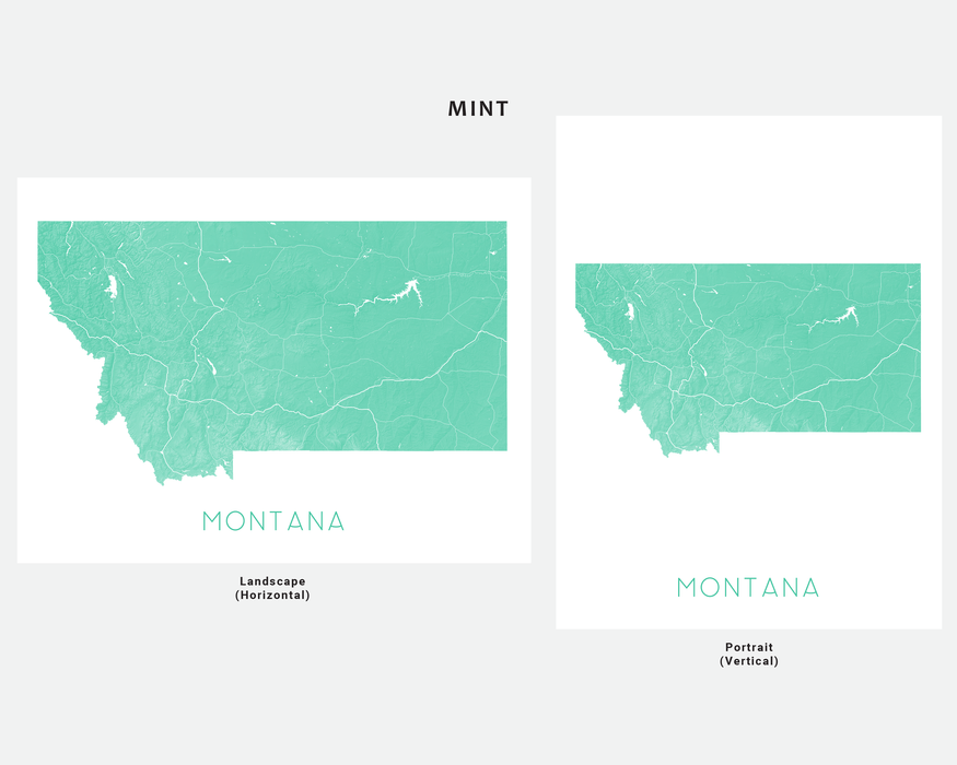 Topographic Montana state map print designed by Maps As Art.