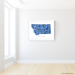 Montana state map art print in blue shapes designed by Maps As Art.