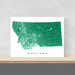Montana state map print with natural landscape and main roads in Green designed by Maps As Art.