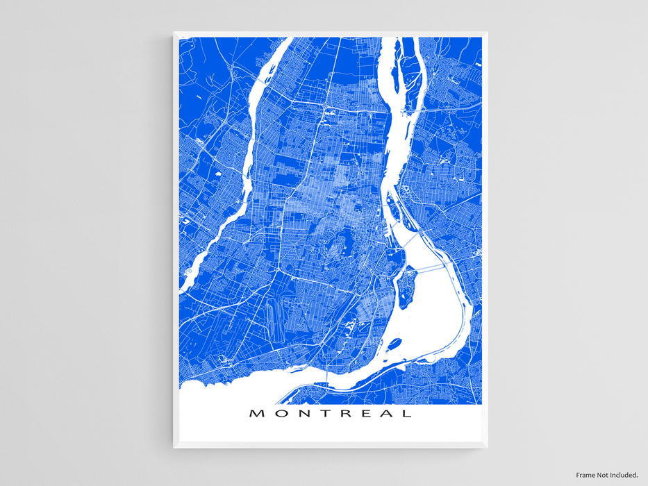 Montreal Map Wall Art Print, Quebec City Poster Street and Road Maps, Canada