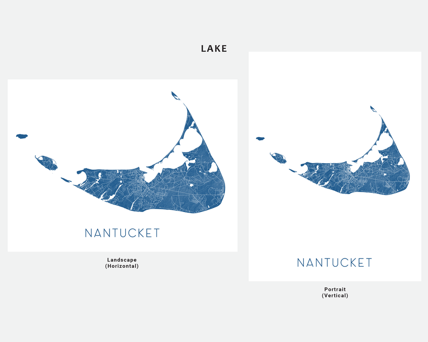 Nantucket map print in Lake by Maps As Art.