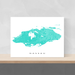 Nassau, The Bahamas map print with natural landscape and main island streets in Turquoise designed by Maps As Art.