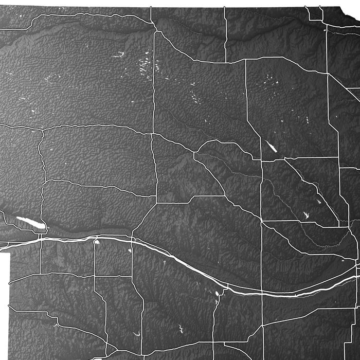 Nebraska State Topographic Map Wall Art Print Poster