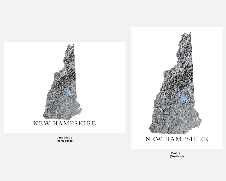 New Hampshire state map print by Maps As Art.