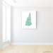 New Hampshire state map print with natural landscape in aqua tints designed by Maps As Art.