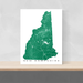 New Hampshire map print with natural landscape and main roads in Green designed by Maps As Art.