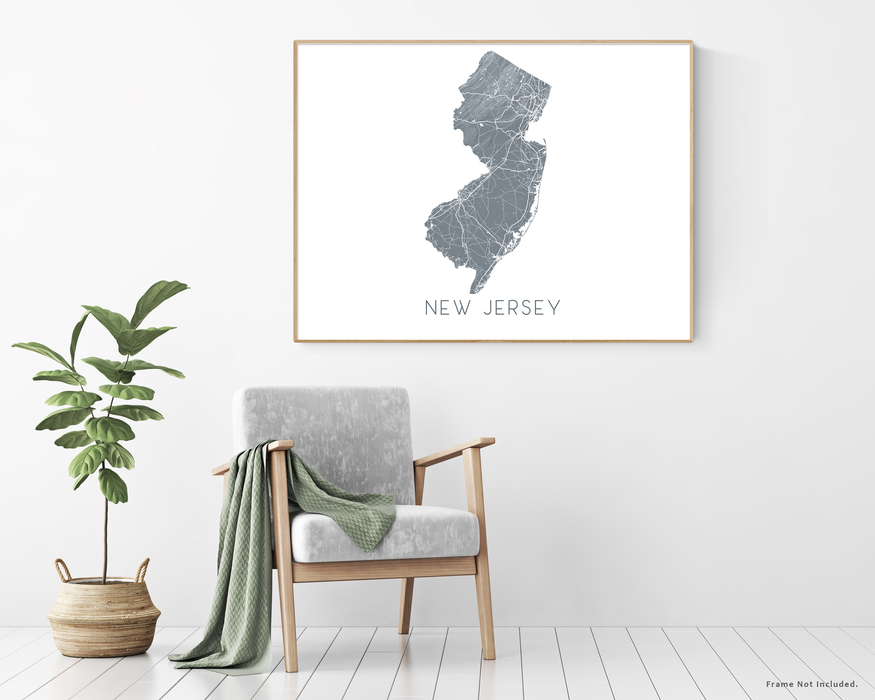 New Jersey Map Print - Topographic Map of New Jersey Wall Art Prints