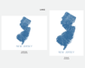 New Jersey state map print in Lake by Maps As Art.