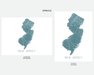 New Jersey state map print in Spruce by Maps As Art.