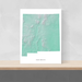 New Mexico state map print with natural landscape in aqua tints designed by Maps As Art.