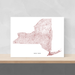 New York state map art print in a geometric, minimalist style designed by Maps As Art.