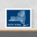 New York state blueprint map art print designed by Maps As Art.