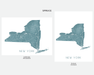 New York state map print in Spruce by Maps As Art.
