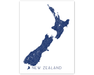 New Zealand map print by Maps As Art.
