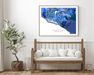 Newport Beach, California map art print in blue shapes designed by Maps As Art.
