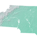North Carolina state map print with natural landscape in aqua tints designed by Maps As Art.