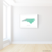 North Carolina state map print with natural landscape in aqua tints designed by Maps As Art.