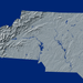 North Carolina state map print with natural landscape in greyscale and a navy blue background designed by Maps As Art.