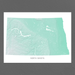 North Dakota state map print with natural landscape in aqua tints designed by Maps As Art.