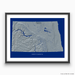 North Dakota state map print with natural landscape in greyscale and a navy blue background designed by Maps As Art.