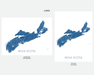 Nova Scotia map print in Lake by Maps As Art.