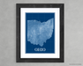Ohio state blueprint map art print designed by Maps As Art.