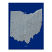 Ohio state map print with natural landscape in greyscale and a navy blue background designed by Maps As Art.