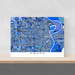 Omaha, Nebraska map art print in blue shapes designed by Maps As Art.