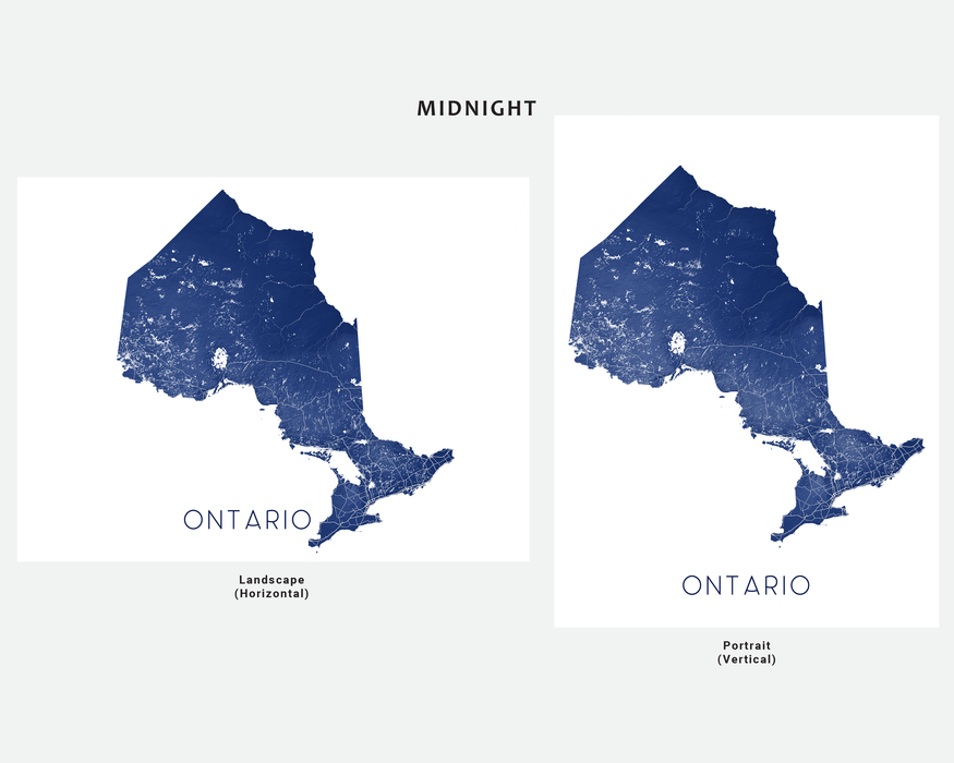 Ontario map print in Midnight by Maps As Art.