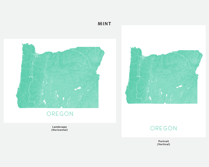 Oregon Map Print - Topographic Oregon State Wall Art Poster Maps, Portland