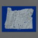 Oregon state map print with natural landscape in greyscale and a navy blue background designed by Maps As Art.