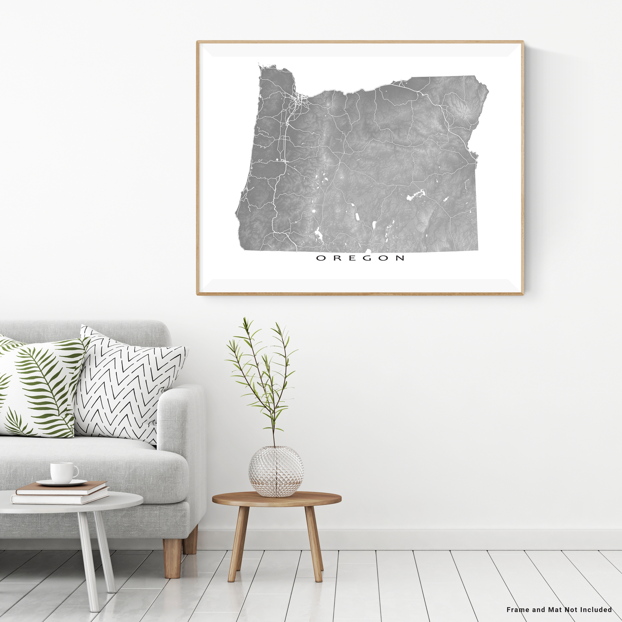 Oregon State Map Topographic Wall Art Print Poster with Blueprint Blue ...