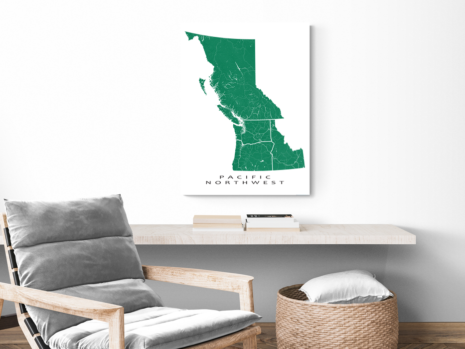 Pacific Northwest map print by Maps As Art.