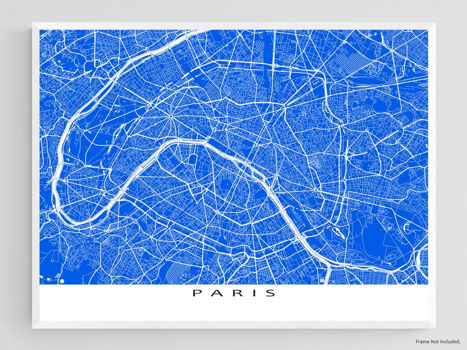 Paris, France map print with city streets and roads designed by Maps As Art.