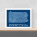  Pennsylvania state blueprint map art print designed by Maps As Art.