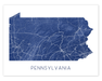 Pennsylvania state map print in Midnight by Maps As Art.