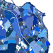 Plymouth, Massachusetts map art print in blue shapes designed by Maps As Art.
