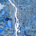 Portland, Oregon map art print in blue shapes designed by Maps As Art.