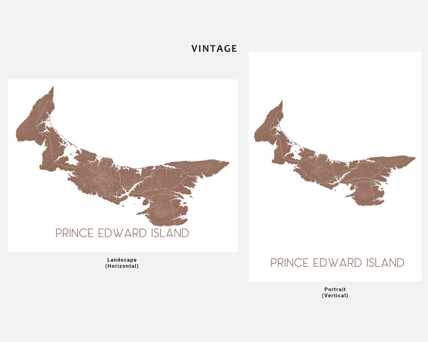 Prince Edward Island map print in Vintage by Maps As Art.