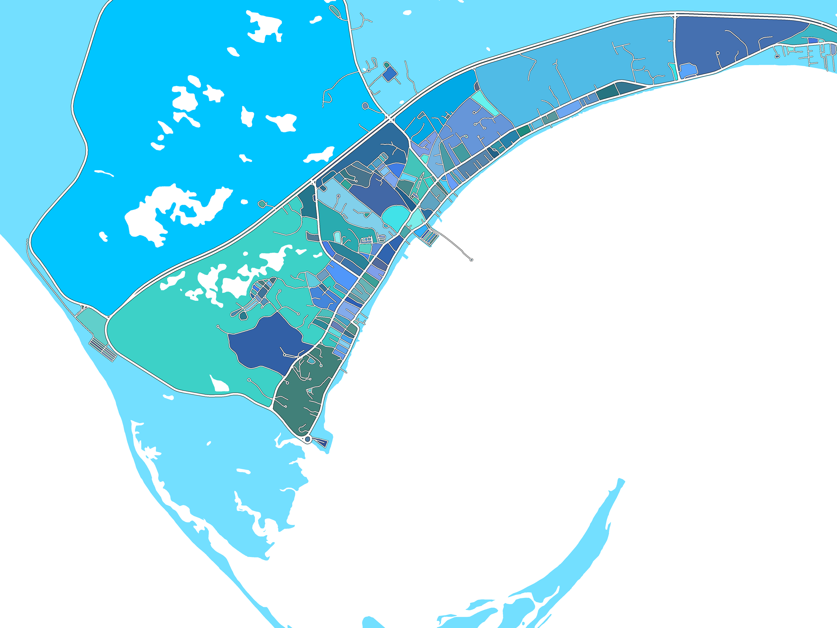 Provincetown Cape Cod Map Print Poster, Blue Geometric City Street Map — Maps As Art