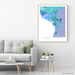 Puerto Vallarta, Mexico map art print in blue shapes designed by Maps As Art.
