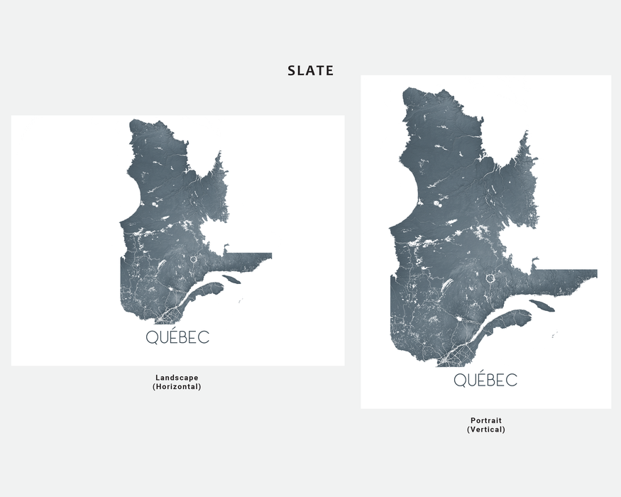 Quebec map print in Slate by Maps As Art.