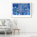 Rockford, Illinois map art print in blue shapes designed by Maps As Art.