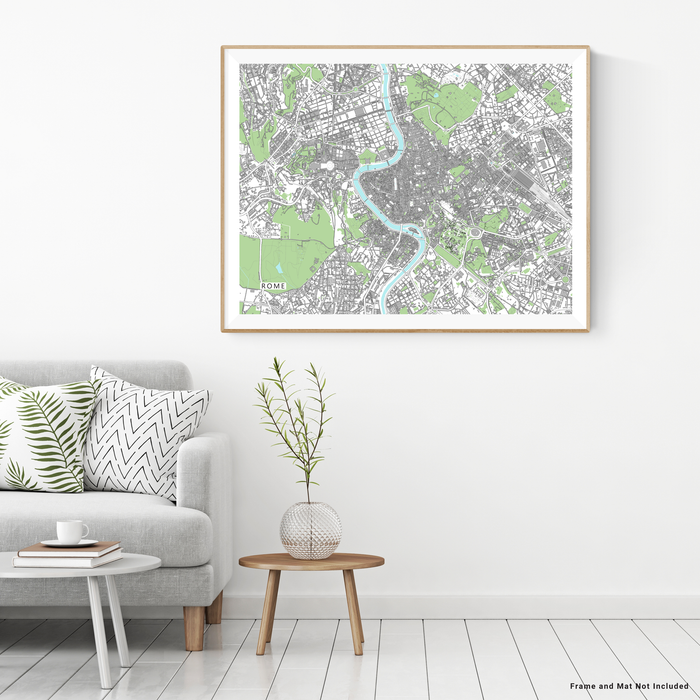 Rome, Italy and Vatican City map art print with city streets and buildings designed by Maps As Art.