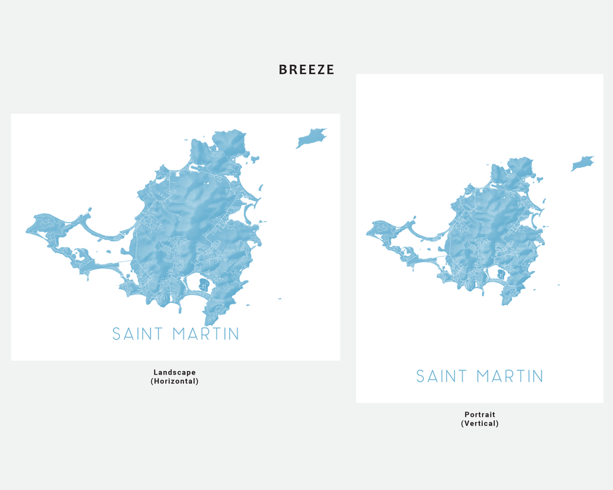 Saint Martin map print in Breeze by Maps As Art.