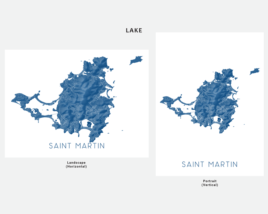 Saint Martin map print in Lake by Maps As Art.