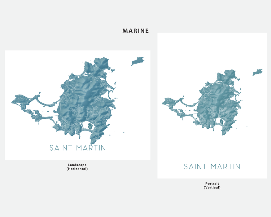 Saint Martin map print in Marine by Maps As Art.