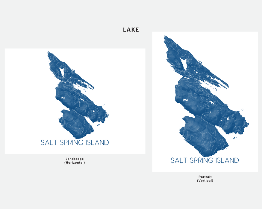 Salt Spring Island map print in Lake by Maps As Art.